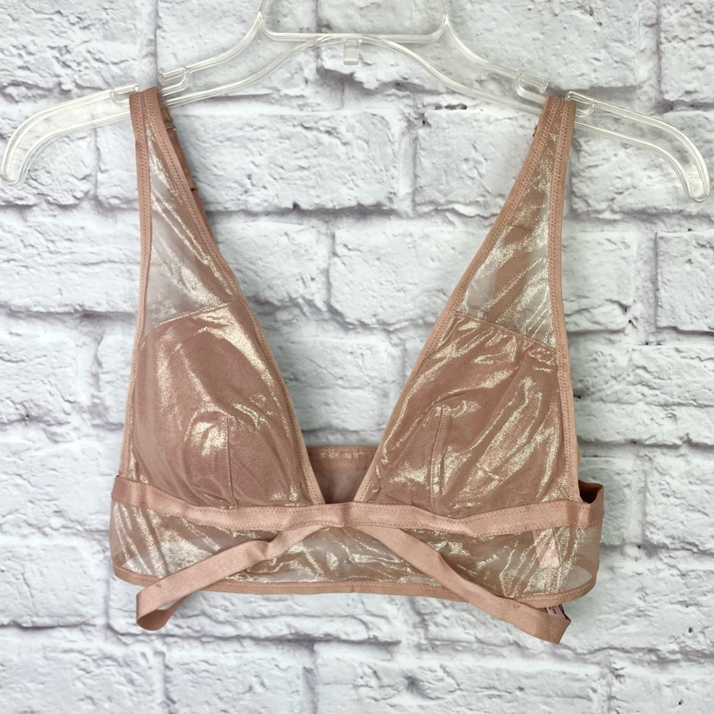 Victoria's Secret Shimmer Mesh Bralette in Blush Pink